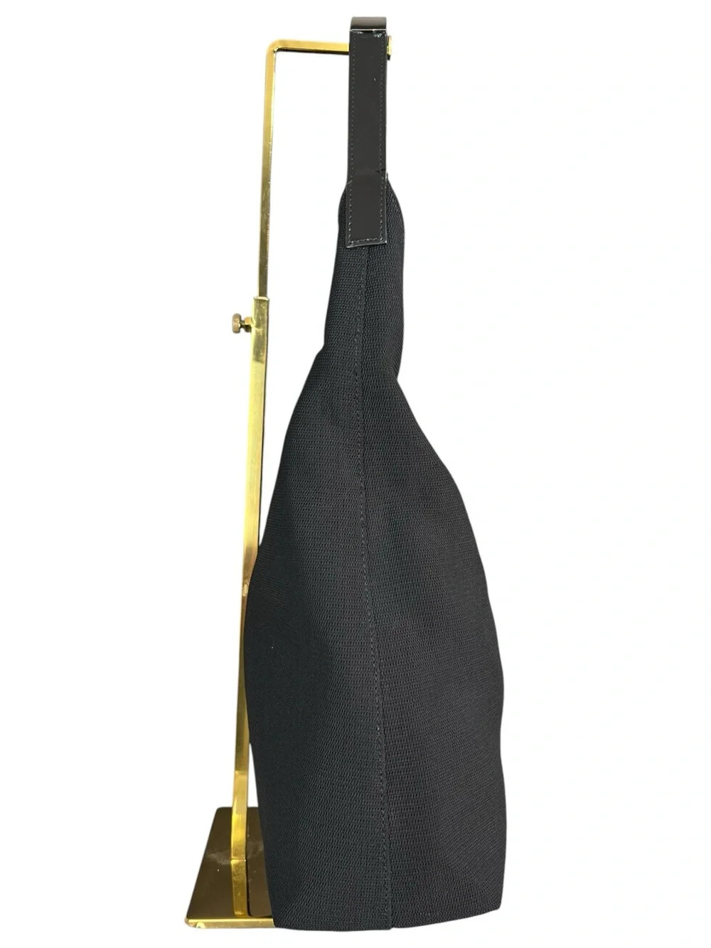 VINTAGE GUCCI Tom Ford Era Black Canvas Metal Handle Hobo Bag Excellent Cond